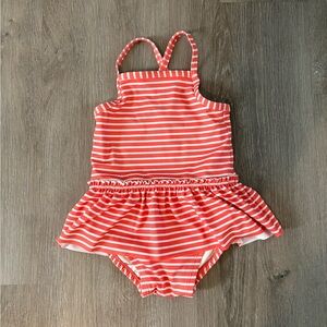 Hanna Andersson Coral Striped One Piece Swimsuit